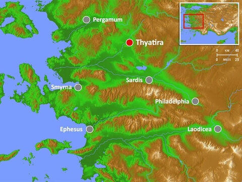 Thyatira was famous for its dyeing trade and guilds. It was a centre of the indigo/purple cloth trade and Lydia, whom Paul and Silas met in Philippi, was from this city. – Slide 10