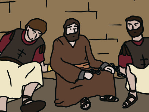 The night before Herod was to bring him to trial, Peter was sleeping between two soldiers. – Slide 4