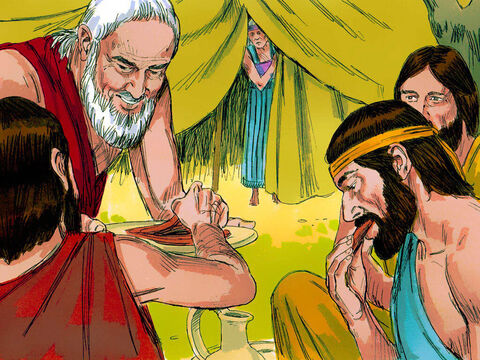 ‘Where is your wife Sarah?’ they asked him. ‘In the tent,’ Abraham replied. Then one of them announced, ‘I will return around this time next year and Sarah your wife will have a son.’ – Slide 4