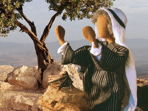 Abram built an altar by a great tree at a place called Shechem. He worshipped God and thanked Him for His promise to bless his family. – Slide 8