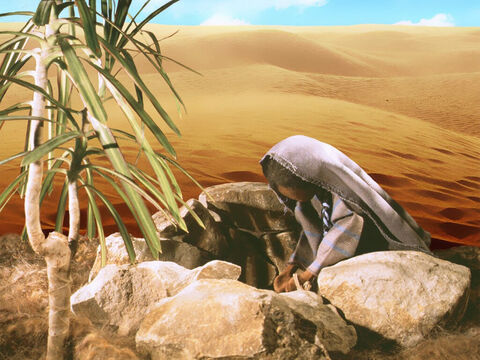 Exhausted and thirsty, she stopped by a well in the desert. – Slide 8