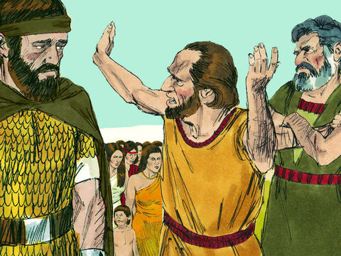 Some of the top leaders of Ephraim spoke out and supported Oded. These men were Azariah, Berechiah, Jehizkiah, and Amasa. – Slide 16