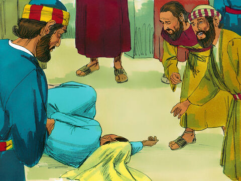 Immediately she fell to the floor and died. Her body was taken out and buried by the same men who had buried her husband. The whole church was shocked and afraid when they heard how severely God had deal with Ananias and Sapphira. – Slide 8