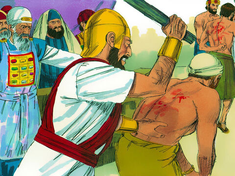 Gamaliel’s speech persuaded the Jewish leaders not to kill the Apostles. Instead the Apostles were brought back in and flogged. Then they were ordered once more not to speak in the name of Jesus. – Slide 10