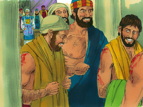 The Apostles left, not feeling sorry for themselves, but happy they had been worthy to suffer for Jesus. Every day they continued to tell others that Jesus was the Saviour, the Messiah. – Slide 11