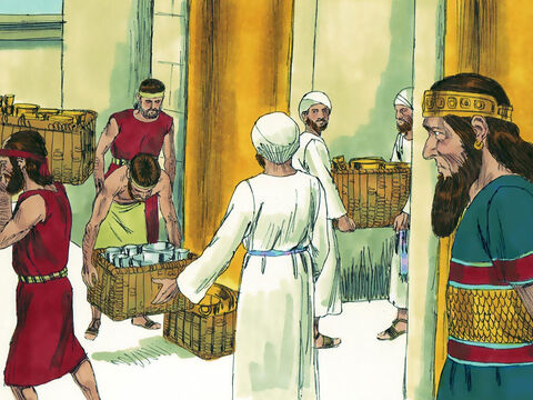 Earlier in his reign Asa had given silver and gold to the temple treasury. He now gave orders for the Temple treasury to be raided, and gold and silver to be gathered and sent to King Ben-Haddad of Aram as a bribe. – Slide 7