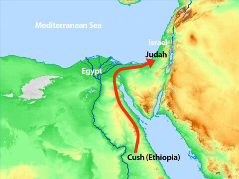 King Zerah from Cush (modern day Ethiopia) decided to march his vast army to attack Judah. – Slide 6