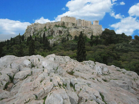 The view of the Acropolis today as viewed from Mars Hill (the Areopagus). – Slide 15