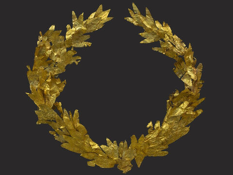 A picture of the victor’s golden laurel wreath awarded to winners at Greek athletic events. Paul refers to the victor’s crown (Stephanos) in 1 Corinthians 9:25 and 2 Timothy 2:5. – Slide 19