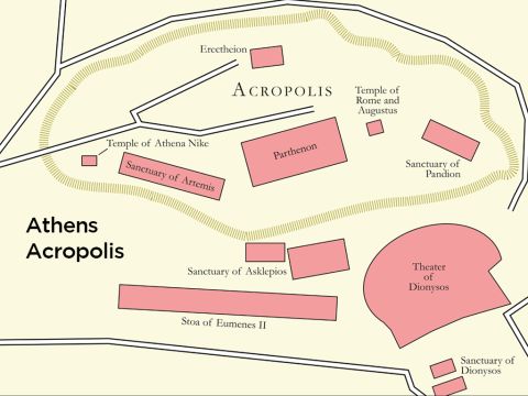 Map of the Acropolis in Athens in the time of the Apostle Paul. – Slide 6