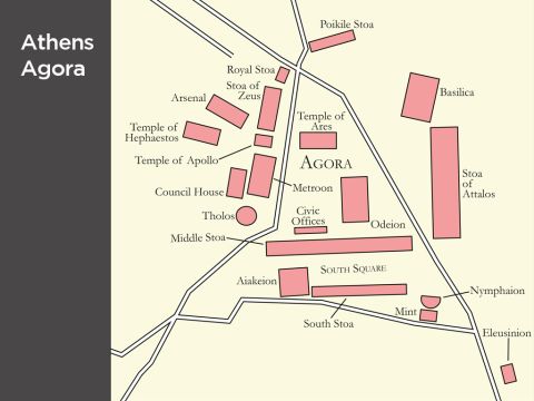 Map of the Agora (market place) in Athens in the time of the Apostle Paul. – Slide 7