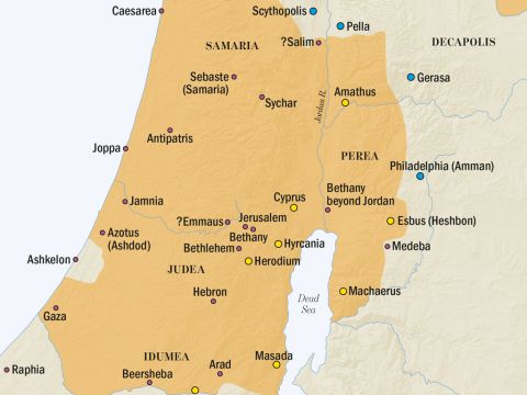 The Holy Land in the time of Jesus – Southern section. – Slide 3