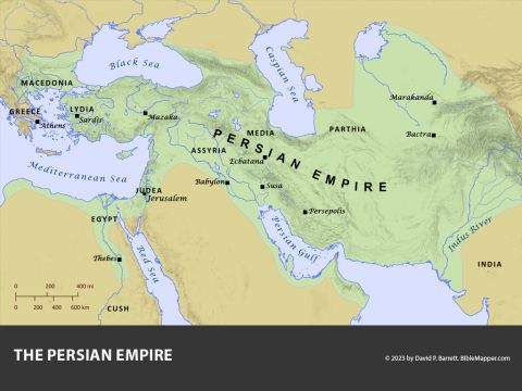 The Persian Empire. <br/>In 539 B.C., Cyrus the Great of Persia defeated the Babylonians, and a year later he decreed that the Judeans who had been sent into exile were allowed to return home and rebuild the Temple (2 Chronicles 36:22-23; Ezra 1:1-2). Under the leadership of Zerubbabel, a small contingent of Judeans made the long journey and re-established Judea as a very small district in the much larger Persian province called 'Beyond the River'. This vast empire was the world of Ezra, Nehemiah, and Queen Esther. – Slide 4