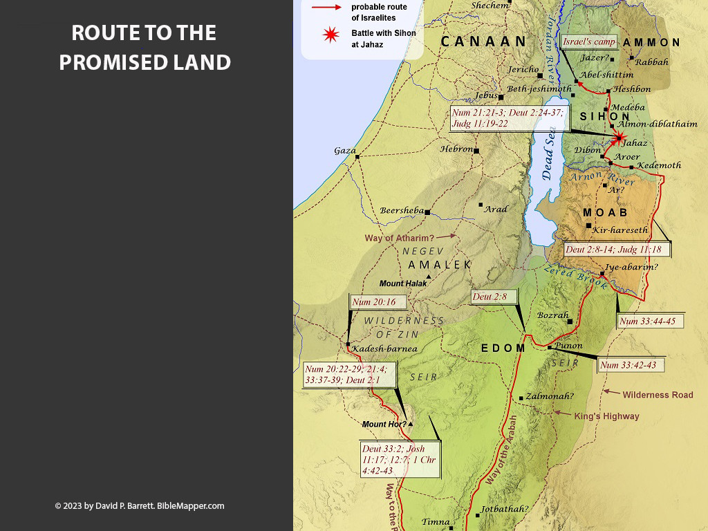 FreeBibleimages :: Bible Maps - Exodus and the conquest of Canaan ...