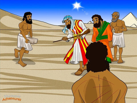 But Yah hardened Pharaoh’s heart and he became very stubborn. “Who’s this god of the Hebrews? I don’t know him and I’m not letting anyone go. I need them to work for me!” <br/>Pharaoh spoke to his slave masters. “Don’t give the lazy Hebrews any straw,” he told them. “They can get it themselves. But they must still make the same number of bricks as before.” <br/>The Hebrew slaves became angry with Moses. They gathered around him, shaking their fists. “Thanks to you, Pharaoh is working us even harder. You’ve made our lives worse!” Moses sighed and stared at the sky. “Yah, why have You sent me?” he asked. “Pharaoh is only making things worse. You haven’t helped Your people at all!” <br/>“Wait and see,” said Yah. “By the time I have finished with him, Pharaoh will be glad to see My people leave. Now, go and tell Pharaoh to let My people go.” – Slide 11