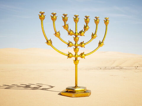 God said to Moses, ‘You shall make a lampstand of pure gold. The lampstand shall be made of hammered work: its base, its stem, its cups, its calyxes, and its flowers shall be of one piece with it.’ – Slide 1