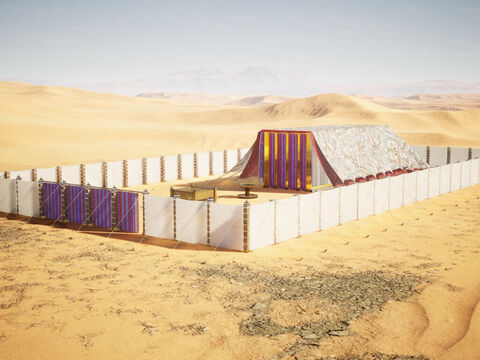 The Tabernacle was pitched facing the east, the position of the sun at sunrise. – Slide 1