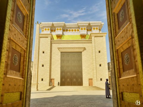 Jews went through the outer door and then an inner door to reach the Court of the Women. The Court of the Women was considered more holy than the surface of the terrace that surrounded it. – Slide 3