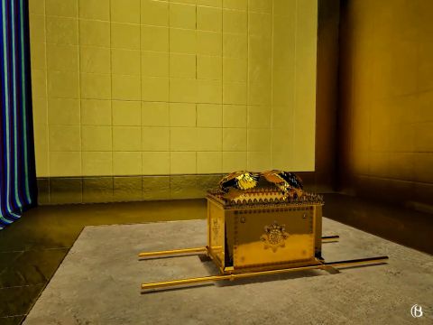 Had the Ark of the Covenant been available it would have stood in the gap in the rock which held it. This same gap can be seen today in the same rock which is currently covered by the Al-Aqsa Mosque in Jerusalem. – Slide 13
