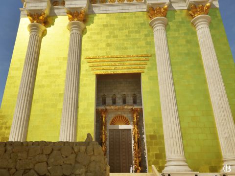 The men could witness the activities of the priests, the slaughter of the animals for sacrifice and the Altar in front of the Sanctuary. – Slide 12