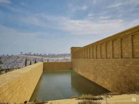 The cistern contained a total capacity of 120,000 cubic metres and for centuries it formed part of Jerusalem's rainwater storage system. The pool also served as a moat, protecting the defensively vulnerable northern wall of the Temple Mount. – Slide 15