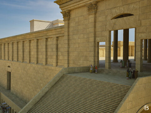 It is thought there was a triple gate opening into the Royal Stoa complex at the top of these steps. – Slide 7