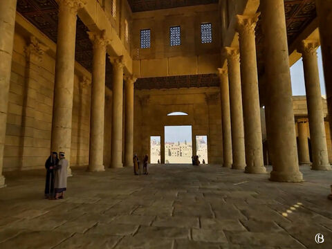 Here is the view from the Royal Stoa looking back to the gate above Robinson’s Arch. – Slide 10