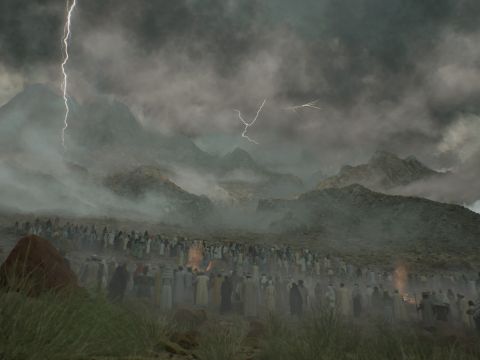 As the sound of the trumpet grew louder and louder, Moses spoke and the voice of God answered him. – Slide 4