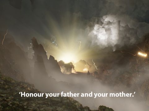 ‘Honour your father and your mother, so that you may live long in the land the Lord your God is giving you.’ – Slide 13