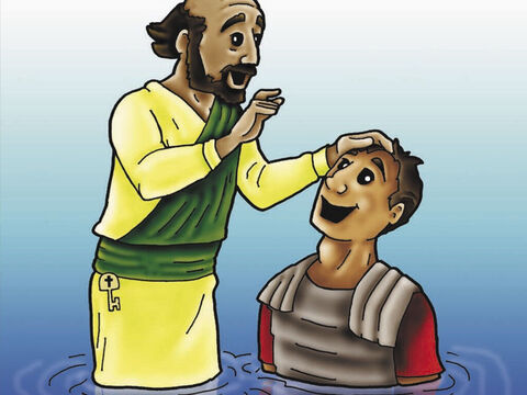 The guard and all of his family believed in Jesus Christ as their Lord and Saviour and were baptised. – Slide 5