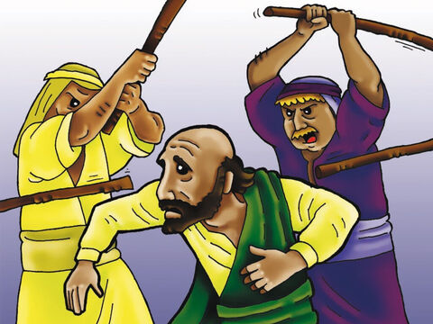 Three times Paul was beaten with rods and five times he was whipped with 39 lashes! This is how he suffered for the sake of the gospel. – Slide 5