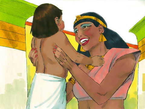 She named him Moses, (an Egyptian word meaning ‘drawn out’). ‘I drew him out of the water,’ she told everyone. – Slide 23