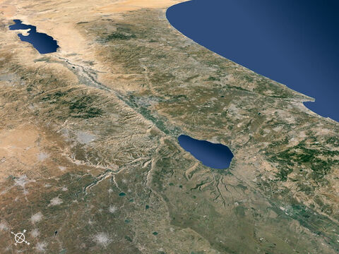 Ariel view of Israel and surrounding regions from the north-east looking south-west. – Slide 6