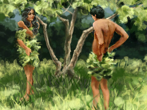 Then the eyes of both were opened, and they knew that they were naked. And they sewed fig leaves together and made themselves loincloths. – Slide 5