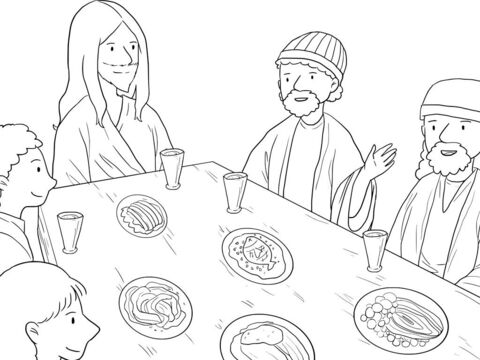 Matthew prepared a great feast in his house and invited Jesus and His disciples. There was a large crowd of tax collectors at the feast. – Slide 3