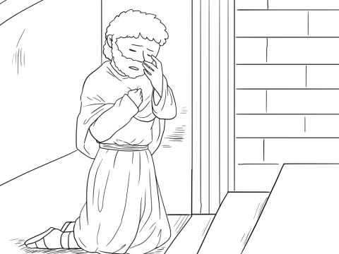 ‘The tax collector stood at a distance. When he prayed, he would not even look up to heaven. He beat on his chest because he was so sad. He said, “God, have mercy on me. I am a sinner!”’ – Slide 3