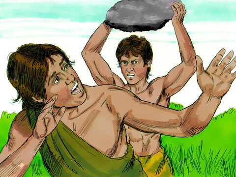 While they were in the field, Cain attacked his brother, Abel, and killed him. – Slide 7