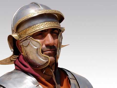 Roman soldier wearing his helmet. – Slide 11