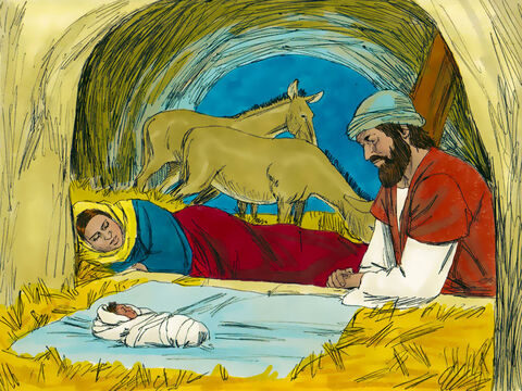 Mary gave birth to Jesus in the stable of an inn and wrapped Him in swaddling clothes and laid Him in a manger. – Slide 1