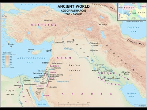 A map of the ancient world in the time of the patriarchs. 2000–1600BC – Slide 1