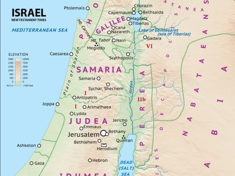 A map of Galilee, Samaria and Judea in the time of Jesus. – Slide 9