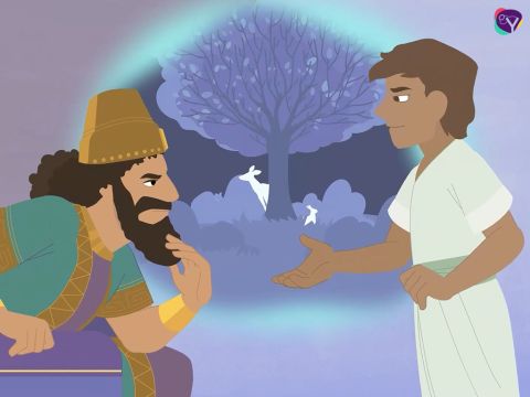 Daniel summoned courage and said, ‘The mighty tree that you saw growing large and seen from all over the world was you King Nebuchadnezzar. You have become a great ruler and your power reaches the far parts of the earth. The command to cut the tree down means you will lose your kingdom for seven years.’ – Slide 9