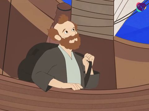 The frightened sailors begged Jonah, ‘What should we do to you to make the sea calm down for us.’ Jonah though hard. – Slide 11