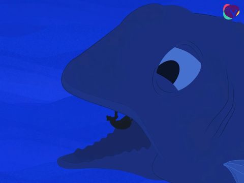 The great fish swallowed Jonah. He could breathe but was trapped in the belly of the massive creature. And in our next episode we will find out what happened next. – Slide 16