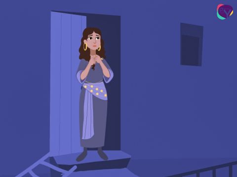 The King’ s men shouted, ‘Bring out the two men you have hiding in your house, they are spies from Israel. Give them to us immediately. <br/>‘Yes, two men came by but they were in a hurry and left earlier today,’ she replied.  ‘I had no idea who they were. I don't know where they went, but if you hurry you might catch them.’ <br/>The King’s men hurried off, looking for the spies. – Slide 11