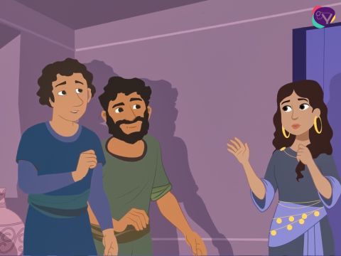After they left, she went to the roof where she had hidden the spies. ‘I have heard of your God. We've all heard of Him,’ she said with a trembling voice.  <br/>‘I have heard how you left Egypt, how your God dried up the Red Sea and you crossed on dry land. I know how God gave you the victory and there is no God like your God. He is the Lord over heaven and earth and has given you this land. All of Jericho is terrified and trembles before you because of this.’ <br/> Rehab continued, ‘I ask you one thing. Please promise that you will show me and my family the same kindness that I've shown you, when you come to conquer Jericho.’ – Slide 12