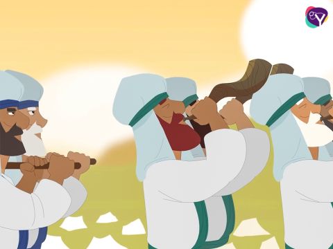 ‘Take the ark of the covenant and have 7 priests march in front of it with trumpets in their hands.’ – Slide 5