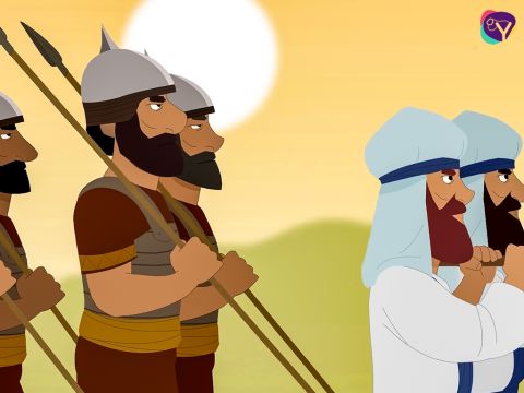 ‘On the 7th day, march around the city 7 times. When a long trumpet blast is heard give a loud shout. Then, the wall surrounding Jericho will fall and the city will be yours.’ – Slide 6