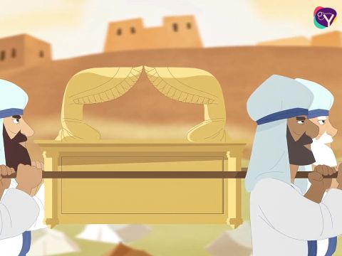 Those carrying the ark of the covenant led the way. You may be wondering what the ark of the covenant is?  Well, the ark was a holy object that God commanded the people of Israel to build. It was a symbol of God's promise that He would be present among his people. – Slide 11
