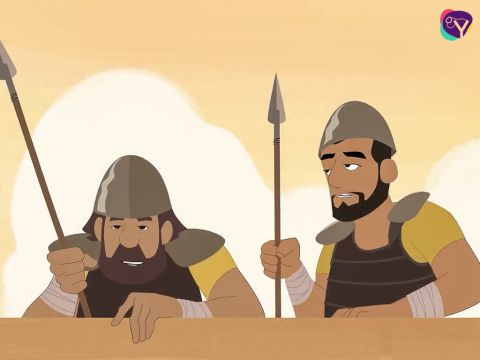The Israelites did this for six days. The people of Jericho were bemused to see the Israelites surrounding their city and they probably expected that at any moment Joshua and his army would try attack the mighty city walls. But the Israelites only marched around the city then went back to their camp for the night.  One soldier of Jericho asked, ‘I thought they came to fight us.’ – Slide 17